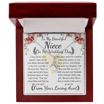 Meaningful Jewelry Gift Alluring Necklace To My Beautiful Niece From Aunt on Her Wedding Day, keepsake gift with Personalized heart touching Message Card no word cut