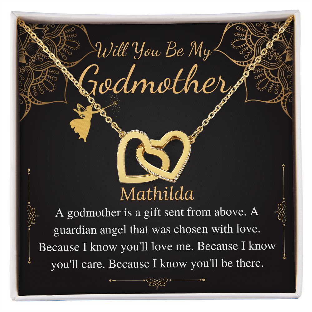Godmother Proposal Necklace: Godmother Gift, Godmother Proposal,Fairy Godmother,Will You Be My Godmother,From Godchild,Interlock Heart #0463 Mathilda