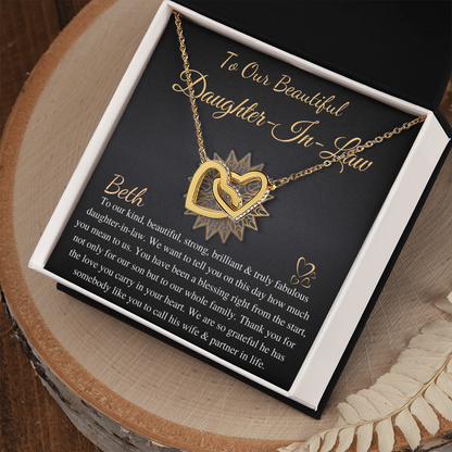 To Our Daughter-In-Law Gift On Wedding Day, Future Daughter In Law Wedding Gift, Bride Gift From Mother & Father In Law, Linked Heart #0815 Beth
