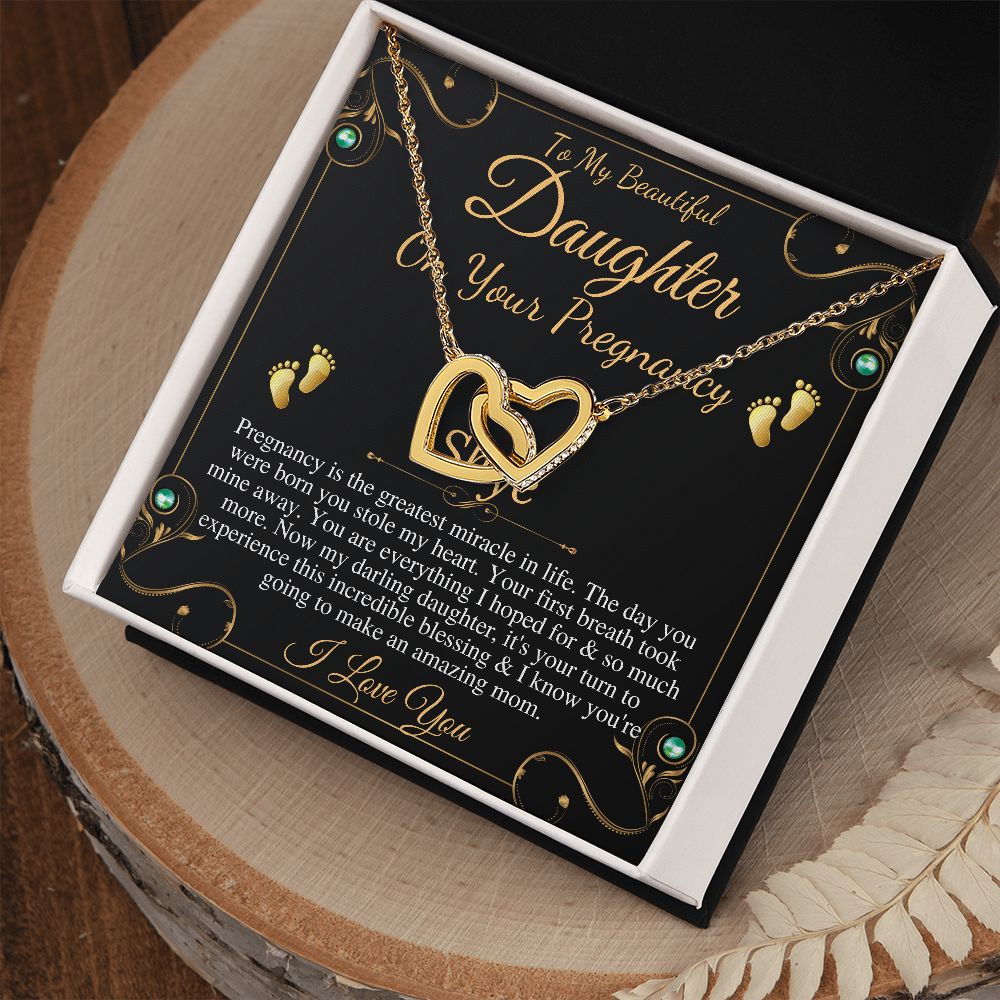 Pregnant Daughter Gift From Mother,First Time Mom Gift For Daughter,Congratulations Pregnancy Gift,New Mom Necklace,Interlocking Heart #0211 Skye