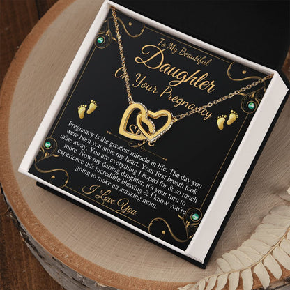 Pregnant Daughter Gift From Mother,First Time Mom Gift For Daughter,Congratulations Pregnancy Gift,New Mom Necklace,Interlocking Heart #0211 Skye