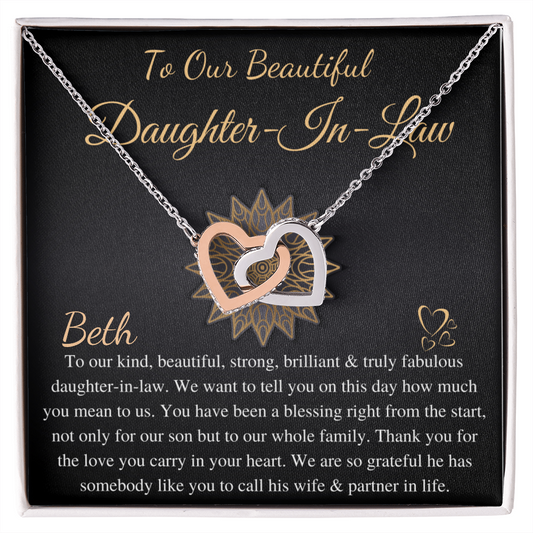 To Our Daughter-In-Law Gift On Wedding Day, Future Daughter In Law Wedding Gift, Bride Gift From Mother & Father In Law, Linked Heart #0815 Beth