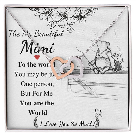 Meaningful Jewelry Gift Interlocking Heart Necklace for Mimi on Mothers Day, Jewelry for Nana, Personalized Message card, Gift for Grandma, Gift from Granddaughter and son correct