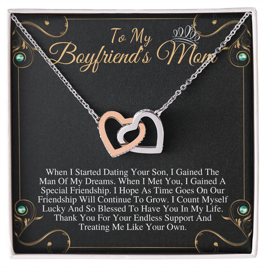 To My Boyfriends Mom Heart Necklace Gift, Boyfriend Mom Birthday Gift, BF Mom Necklace Christmas Gift, Heart Necklace Gift To Boyfriends Mom