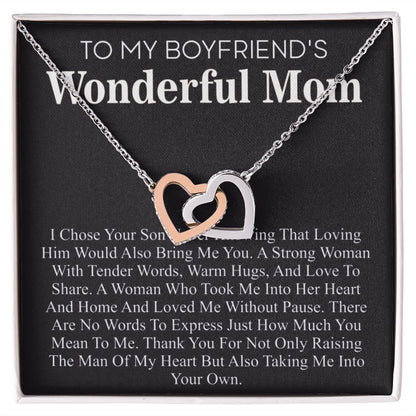 Custom Gift To My Boyfriend's Mom, Heart Necklace Gift For Boyfriends Mom, Birthday Gift, Christmas Gift To My Boyfriend's Mom With Message