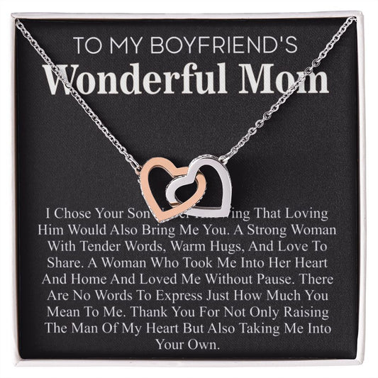 Custom Gift To My Boyfriend's Mom, Heart Necklace Gift For Boyfriends Mom, Birthday Gift, Christmas Gift To My Boyfriend's Mom With Message
