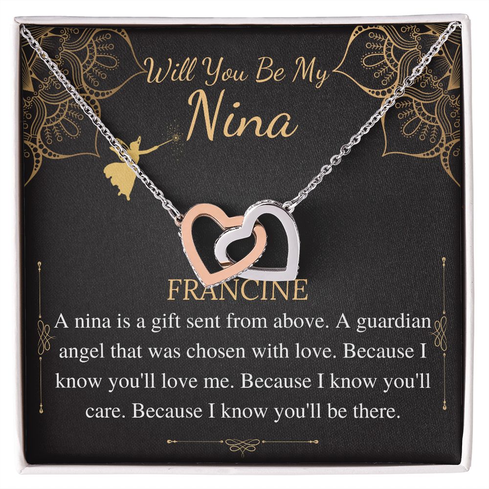 Godmother Proposal Necklace: Godmother Gift, Godmother Proposal,Fairy Godmother,Will You Be My Godmother,From Godchild,Interlock Heart #0463 nina