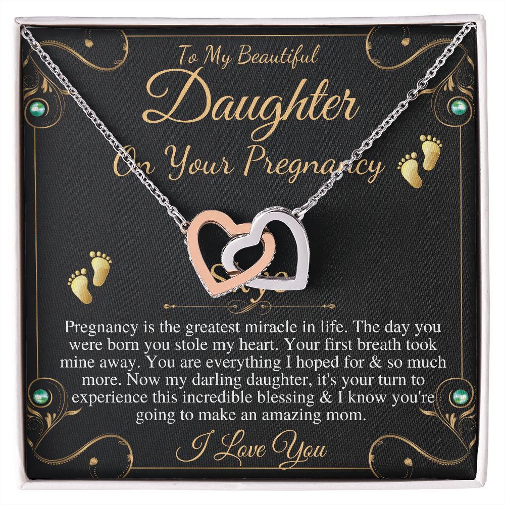 Pregnant Daughter Gift From Mother,First Time Mom Gift For Daughter,Congratulations Pregnancy Gift,New Mom Necklace,Interlocking Heart #0211 Skye