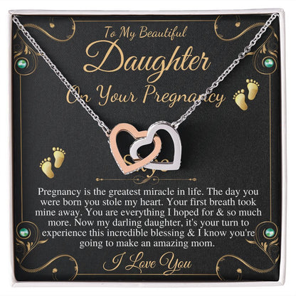 Pregnant Daughter Gift From Mother,First Time Mom Gift For Daughter,Congratulations Pregnancy Gift,New Mom Necklace,Interlocking Heart #0211 Skye