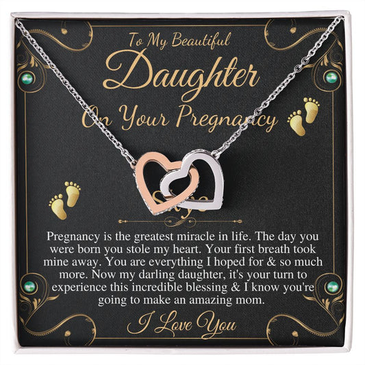 Pregnant Daughter Gift From Mother,First Time Mom Gift For Daughter,Congratulations Pregnancy Gift,New Mom Necklace,Interlocking Heart #0211 Skye