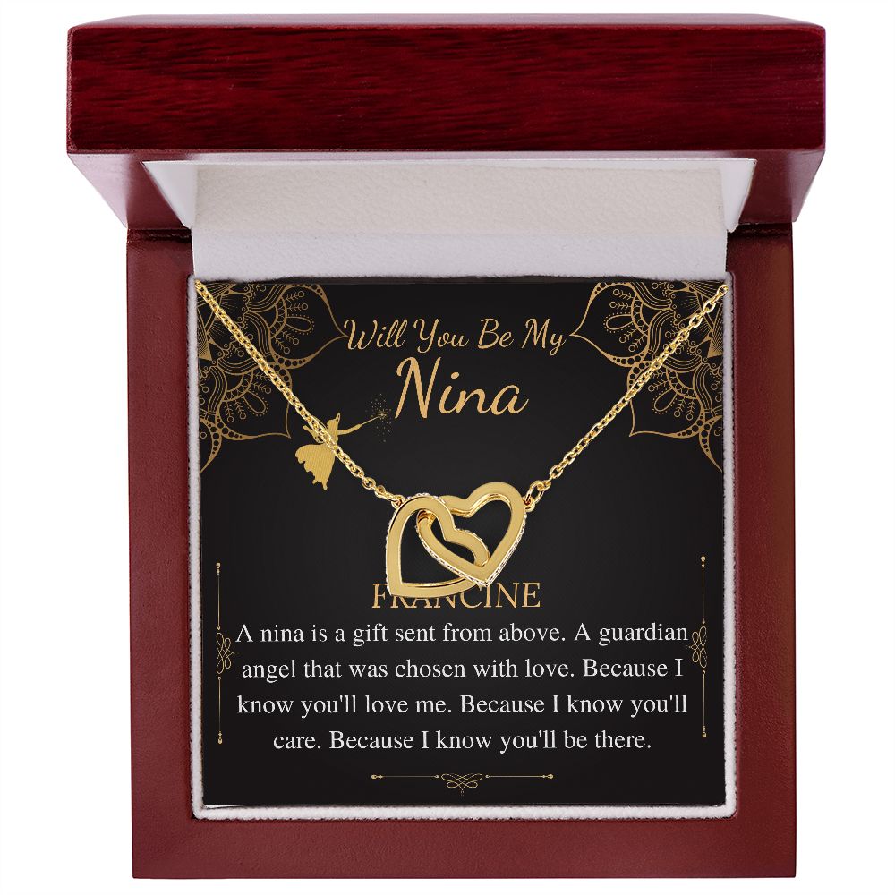 Godmother Proposal Necklace: Godmother Gift, Godmother Proposal,Fairy Godmother,Will You Be My Godmother,From Godchild,Interlock Heart #0463 nina