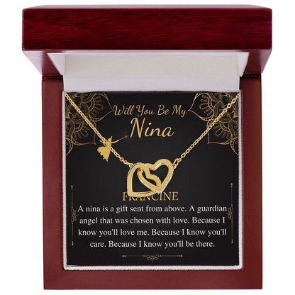 Godmother Proposal Necklace: Godmother Gift, Godmother Proposal,Fairy Godmother,Will You Be My Godmother,From Godchild,Interlock Heart #0463 nina