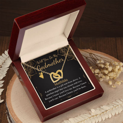 Godmother Proposal Necklace: Godmother Gift, Godmother Proposal,Fairy Godmother,Will You Be My Godmother,From Godchild,Interlock Heart #0463 Mathilda