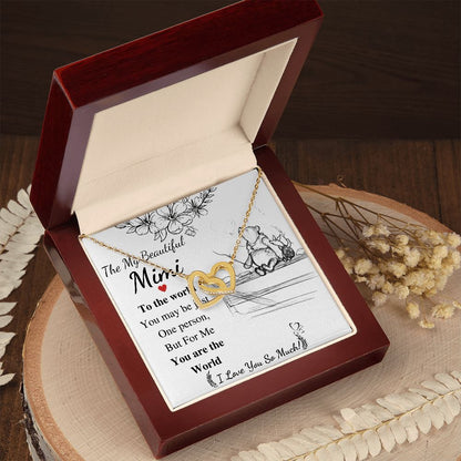 Meaningful Jewelry Gift Interlocking Heart Necklace for Mimi on Mothers Day, Jewelry for Nana, Personalized Message card, Gift for Grandma, Gift from Granddaughter and son correct