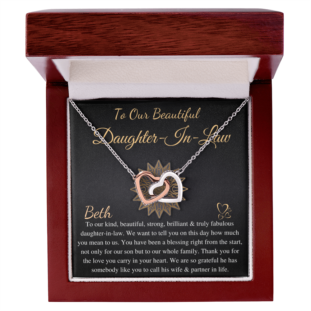 To Our Daughter-In-Law Gift On Wedding Day, Future Daughter In Law Wedding Gift, Bride Gift From Mother & Father In Law, Linked Heart #0815 Beth