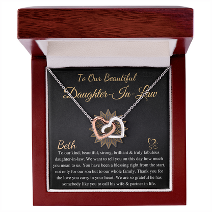 To Our Daughter-In-Law Gift On Wedding Day, Future Daughter In Law Wedding Gift, Bride Gift From Mother & Father In Law, Linked Heart #0815 Beth