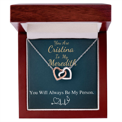 You Are The Cristina To My Meredith Necklace, Grey's Anatomy, Best Friend Gift, Grey Anatomy Gift, My Person Necklace, Linked Heart #0579 new