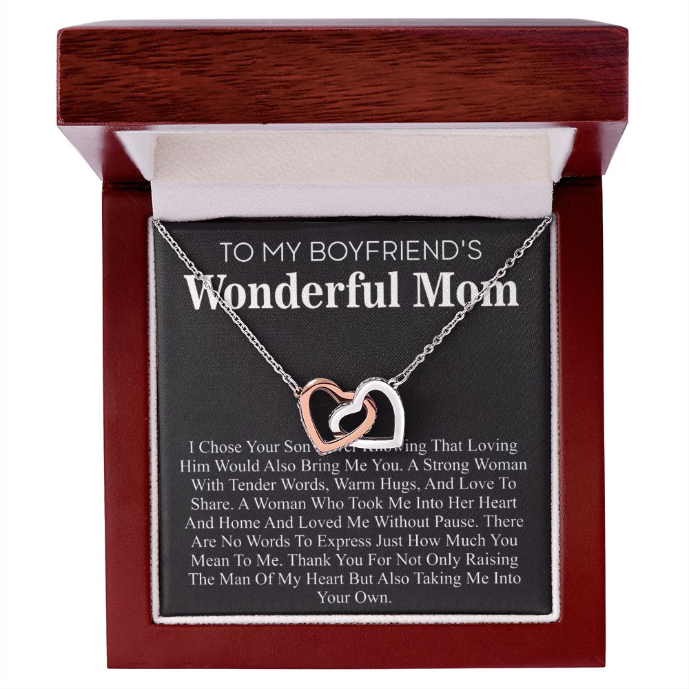 Custom Gift To My Boyfriend's Mom, Heart Necklace Gift For Boyfriends Mom, Birthday Gift, Christmas Gift To My Boyfriend's Mom With Message