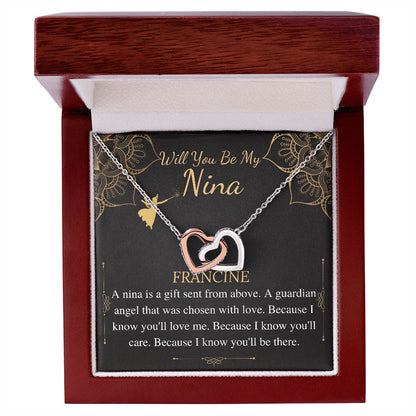 Godmother Proposal Necklace: Godmother Gift, Godmother Proposal,Fairy Godmother,Will You Be My Godmother,From Godchild,Interlock Heart #0463 nina
