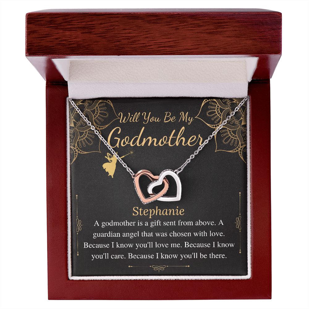 Godmother Proposal Necklace: Godmother Gift, Godmother Proposal,Fairy Godmother,Will You Be My Godmother,From Godchild,Interlock Heart #0463 Stephanie