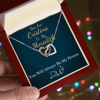 You Are The Cristina To My Meredith Necklace, Grey's Anatomy, Best Friend Gift, Grey Anatomy Gift, My Person Necklace, Linked Heart #0579 new