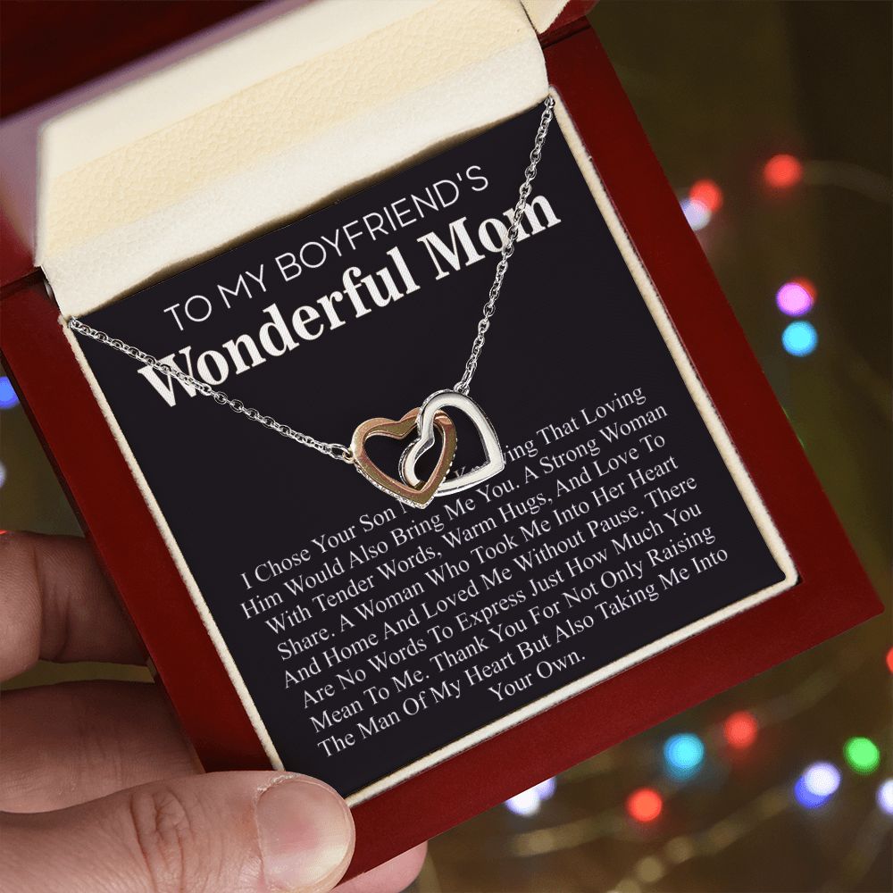 Custom Gift To My Boyfriend's Mom, Heart Necklace Gift For Boyfriends Mom, Birthday Gift, Christmas Gift To My Boyfriend's Mom With Message