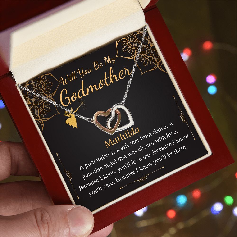 Godmother Proposal Necklace: Godmother Gift, Godmother Proposal,Fairy Godmother,Will You Be My Godmother,From Godchild,Interlock Heart #0463 Mathilda