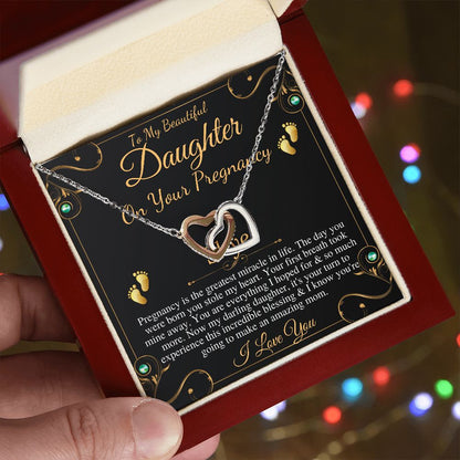 Pregnant Daughter Gift From Mother,First Time Mom Gift For Daughter,Congratulations Pregnancy Gift,New Mom Necklace,Interlocking Heart #0211 Skye