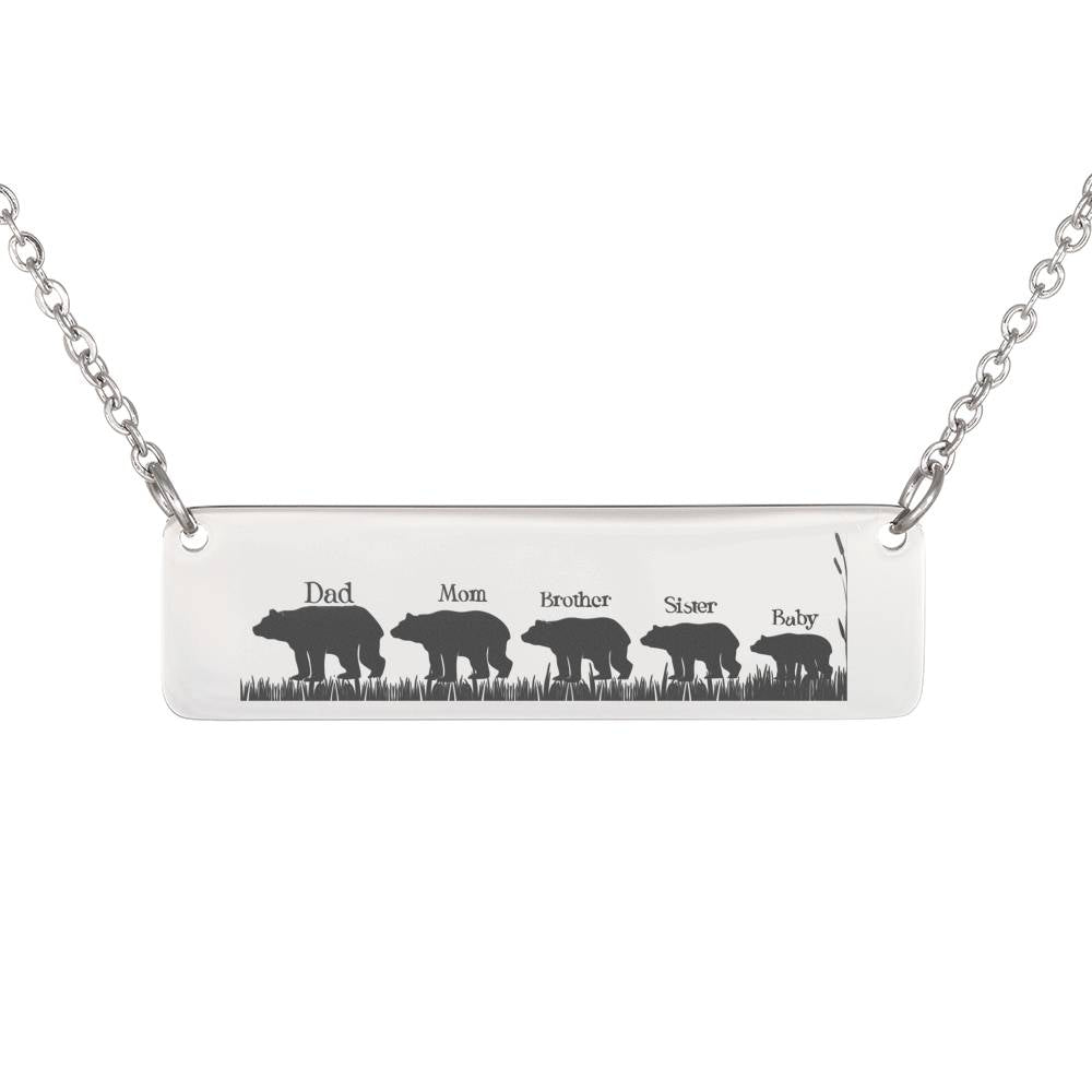 Mama Bear Necklace, Gift Mama Bear Bar Necklace, Cute Mom Gift, Mama Baby Necklace, Mom Baby Bear Cub Mama Bear Jewelry Christmas Gift #0812