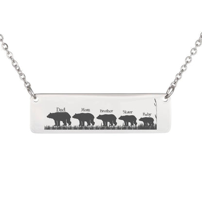 Mama Bear Necklace, Gift Mama Bear Bar Necklace, Cute Mom Gift, Mama Baby Necklace, Mom Baby Bear Cub Mama Bear Jewelry Christmas Gift #0812