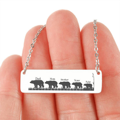 Mama Bear Necklace, Gift Mama Bear Bar Necklace, Cute Mom Gift, Mama Baby Necklace, Mom Baby Bear Cub Mama Bear Jewelry Christmas Gift #0812