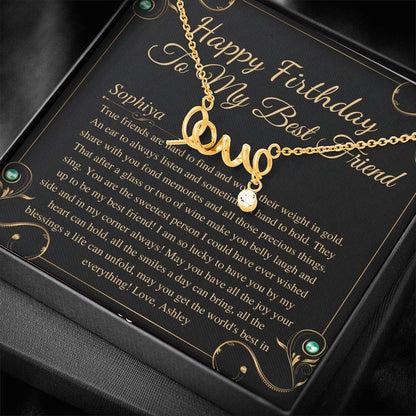 Friend Birthday Gift, Friend Birthday Jewelry, Friend Necklace or Bracelet, Happy Birthday Friend, in 14kt Gold Filled, Rose Gold, or Silver