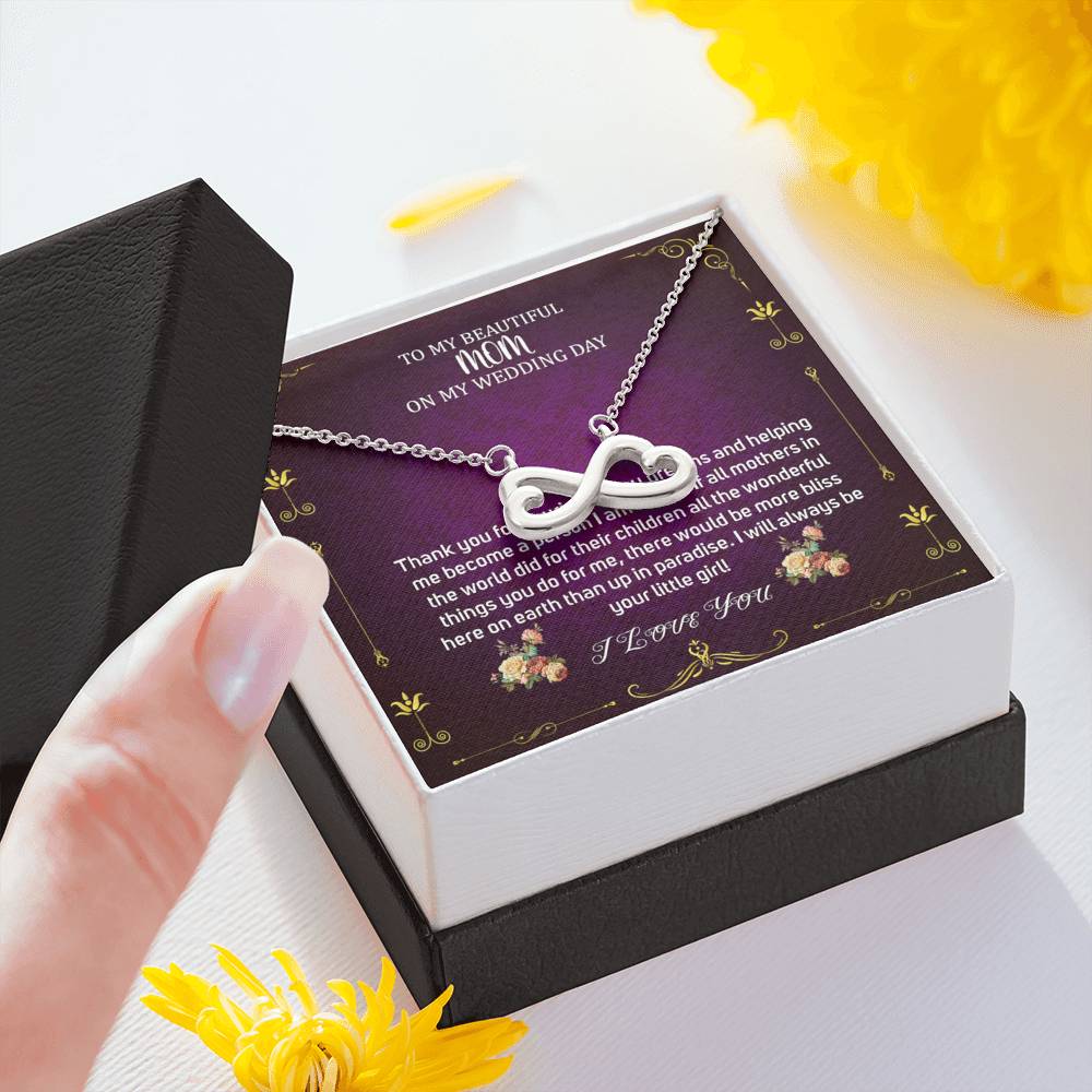 Infinity Heart Necklace To My Mom On My Wedding Day Mother Of The Bride Necklace From Bride Mother Of The Bride Gift From Daughter #0034