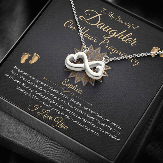 Pregnant Daughter Gift From Mother,First Time Mom Gift For Daughter, Congratulations Pregnancy Gift, New Mom Necklace, Infinity Heart #02014