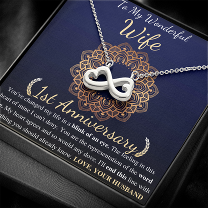 One Year Anniversary Gifts for Wife, Necklace For Her, 1st Wedding Anniversary Present From Husband,  To My Wife First Anniversary Present