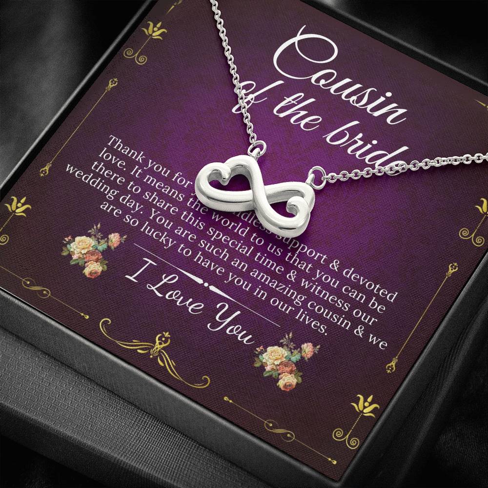 Infinity Heart, Necklace Wedding Gift From Bride And Groom, Cousin Wedding Jewelry Gift, Gift For Cousin On Our Wedding Day From Groom #0143