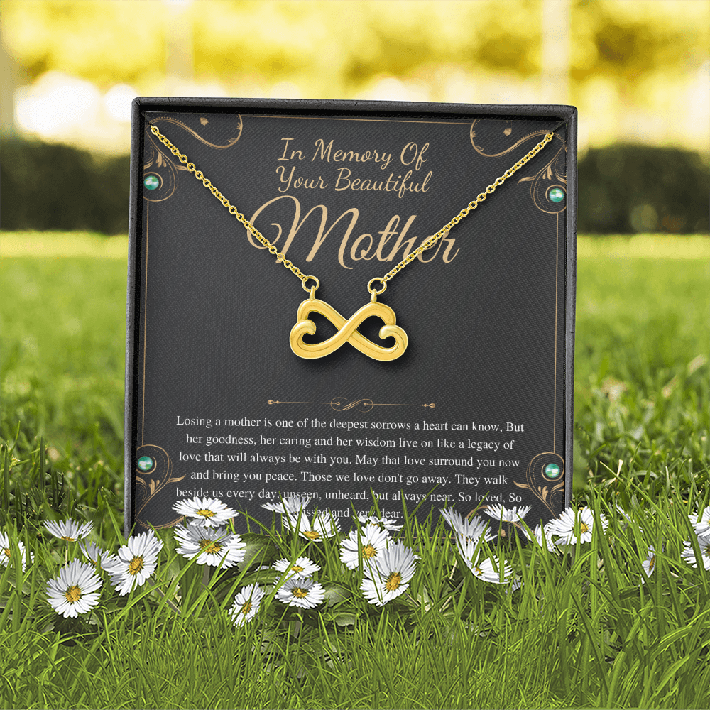 Memorial Gift Mom Loss of Mother, In Memory of Mom Sorry For Your Loss Of Mom Loss Of Loved One Condolence Gift, Infinity Heart #0309 w/ mahogany