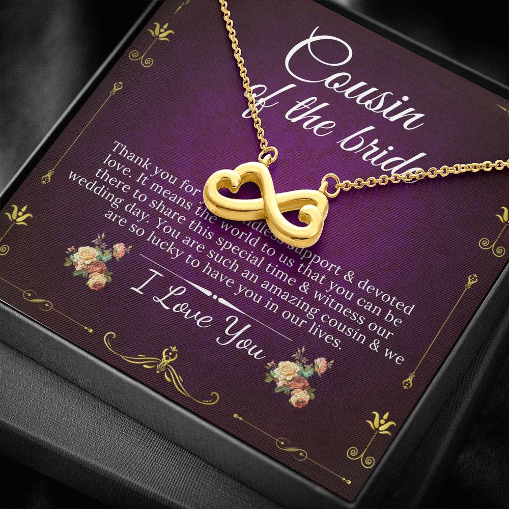 Infinity Heart, Necklace Wedding Gift From Bride And Groom, Cousin Wedding Jewelry Gift, Gift For Cousin On Our Wedding Day From Groom #0143