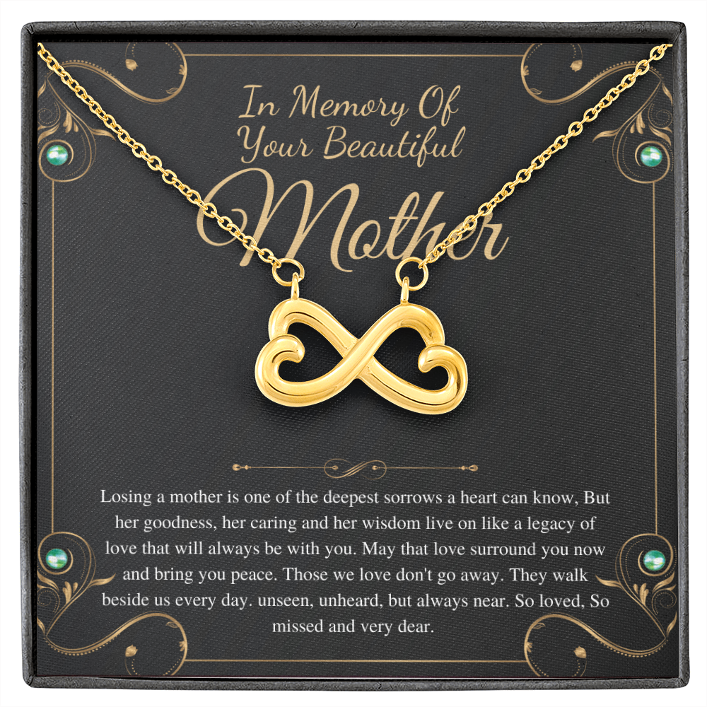 Memorial Gift Mom Loss of Mother, In Memory of Mom Sorry For Your Loss Of Mom Loss Of Loved One Condolence Gift, Infinity Heart #0309 w/ mahogany