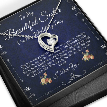 Heart Necklace, Gift For Sister On My Wedding, Sister to Sister Gift, To My Sister on My Wedding Day, Sister of the Bride Gift #0097