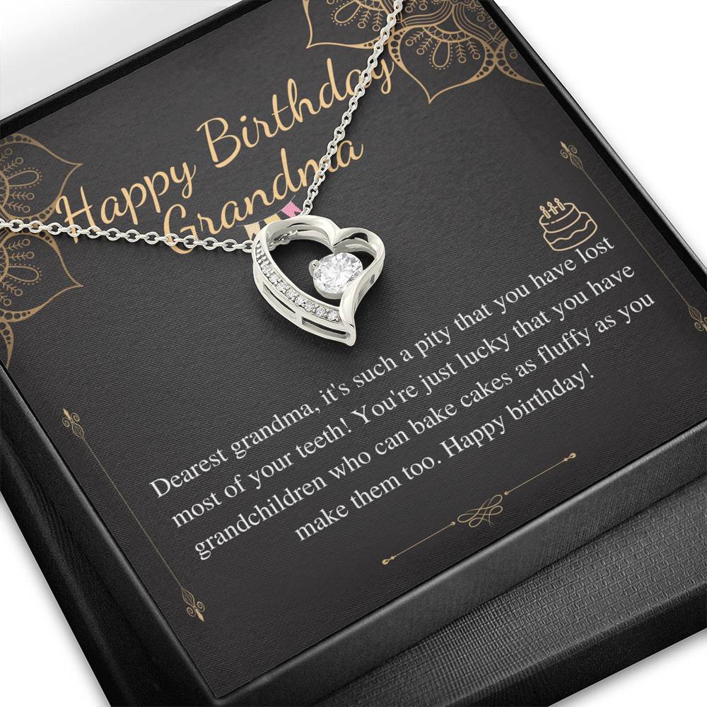 Grandma Birthday Gift Heart Necklace, Grandmother Birthday Jewelry, Grandma Necklace, Grandma Happy Birthday Gift, Message Card Quote  #0649