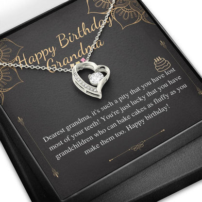 Grandma Birthday Gift Heart Necklace, Grandmother Birthday Jewelry, Grandma Necklace, Grandma Happy Birthday Gift, Message Card Quote  #0649