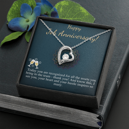 Job Anniversary Gift | Gift from Boss, Congratulation Gift, Thank You Gift, Gift for Employee, Necklace, Job Anniversary Present,Heart #0887