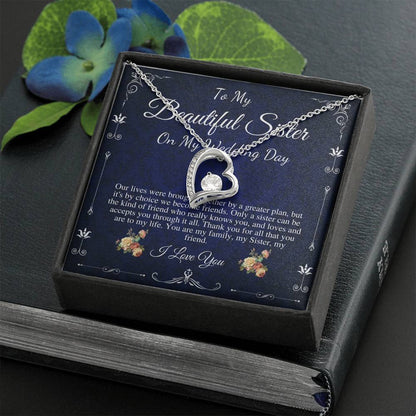 Heart Necklace, Gift For Sister On My Wedding, Sister to Sister Gift, To My Sister on My Wedding Day, Sister of the Bride Gift #0097