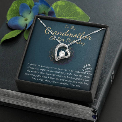 Grandma Birthday Gift, Grandmother Birthday Jewelry, Grandma Necklace,Happy Birthday Gift,Grandmother Present,Message Card Quote,Heart #0642
