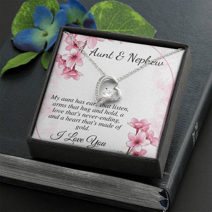 Personalized Heart Necklace Gift for Aunt, Aunt & Nephew Gift Necklace, Gift For Aunt From Nephew, Christmas Gift Jewelry, Birthday Gift