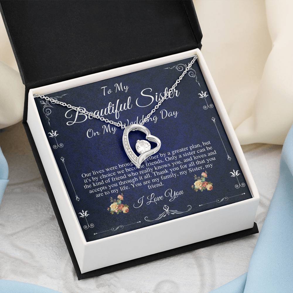 Heart Necklace, Gift For Sister On My Wedding, Sister to Sister Gift, To My Sister on My Wedding Day, Sister of the Bride Gift #0097