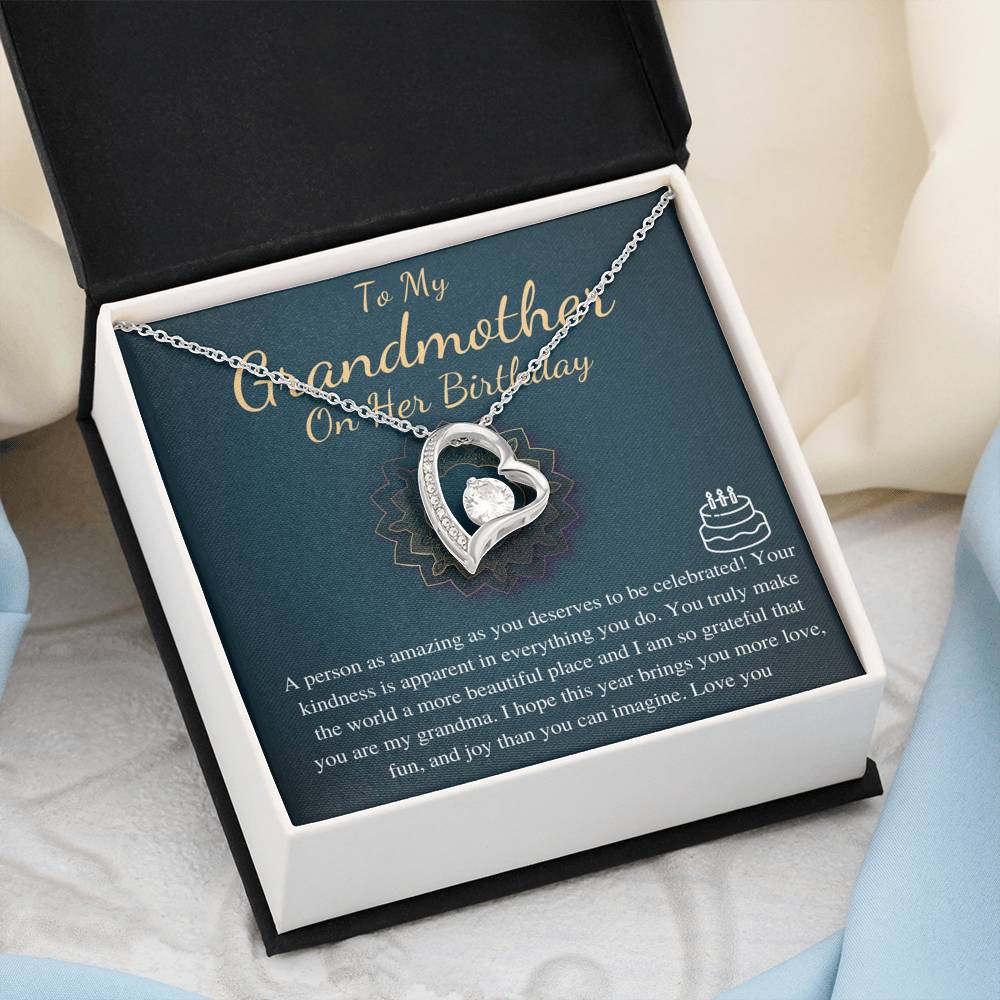 Grandma Birthday Gift, Grandmother Birthday Jewelry, Grandma Necklace,Happy Birthday Gift,Grandmother Present,Message Card Quote,Heart #0642