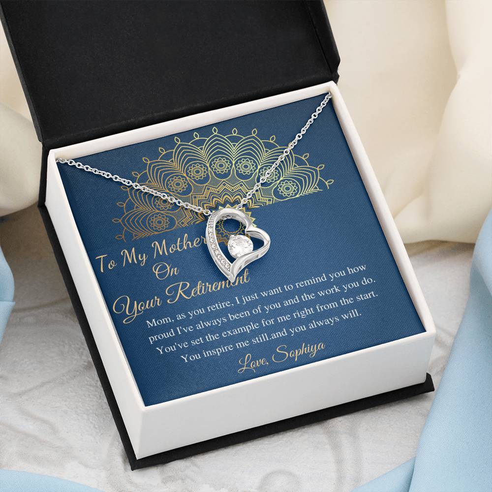 Initials Hearts, Mom Retirement Necklace Gift, Retirement Gift For Mom, Gift For Retiring Mother, Happy Retirement Gift, Best Retirement
