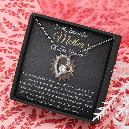 Mother of Groom gift from Bride, Thank you for raising the man of my dreams, Mother in Law necklace gift, Personalized Message gift